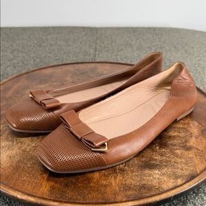 Luz Da Lua Shoes Wm 10 41 Yara Ballerina Brown Leather Ballet Flats Bow Cap Toe